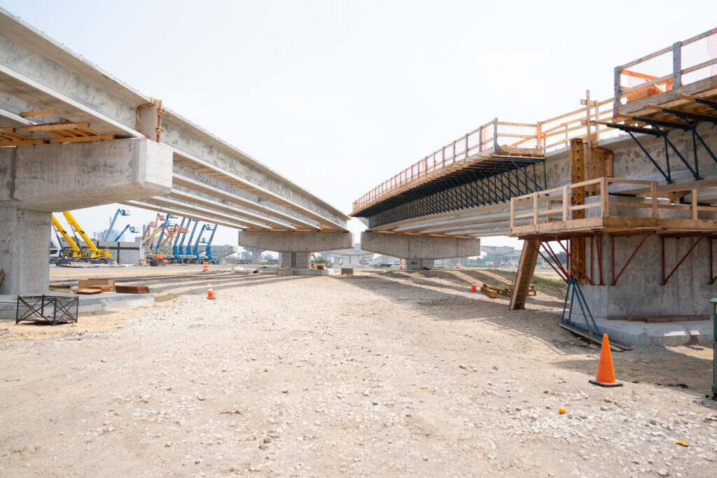 over bridge construction progress