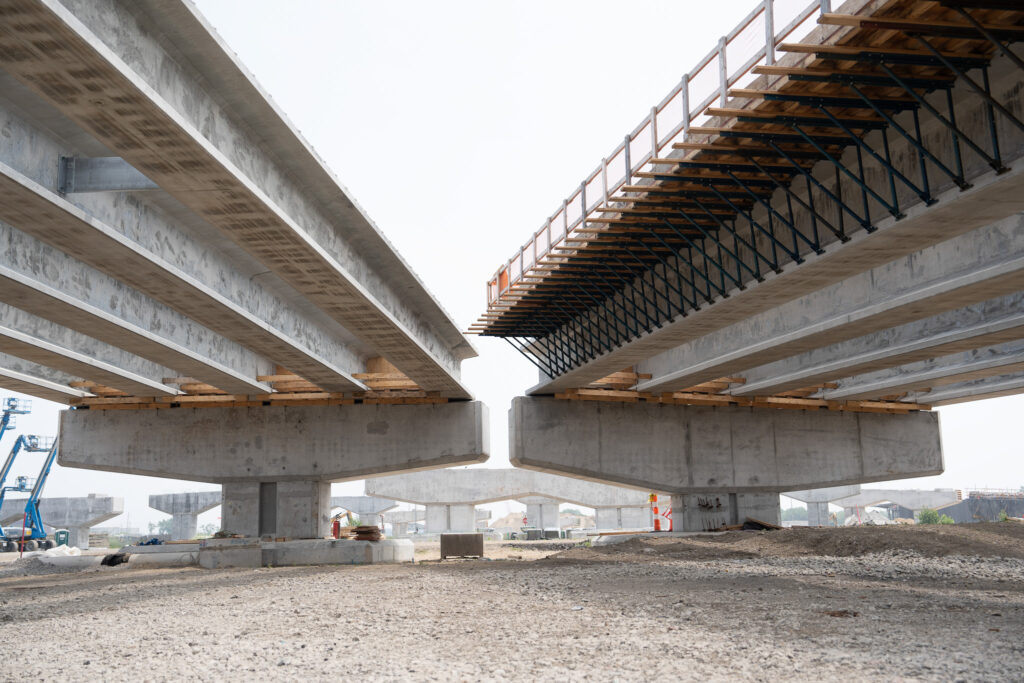 over bridge construction progress