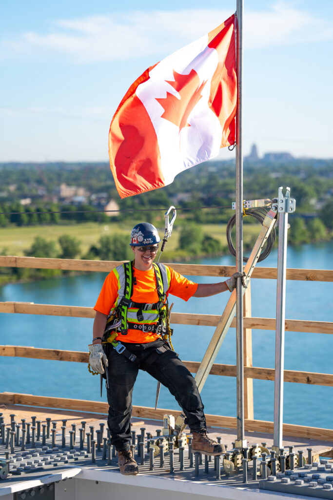 Bridge Site Progress - Canada Flag