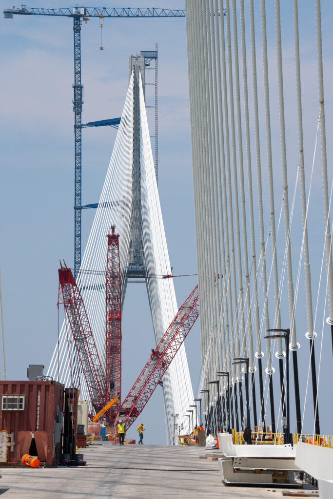 crane at the bridge construction site