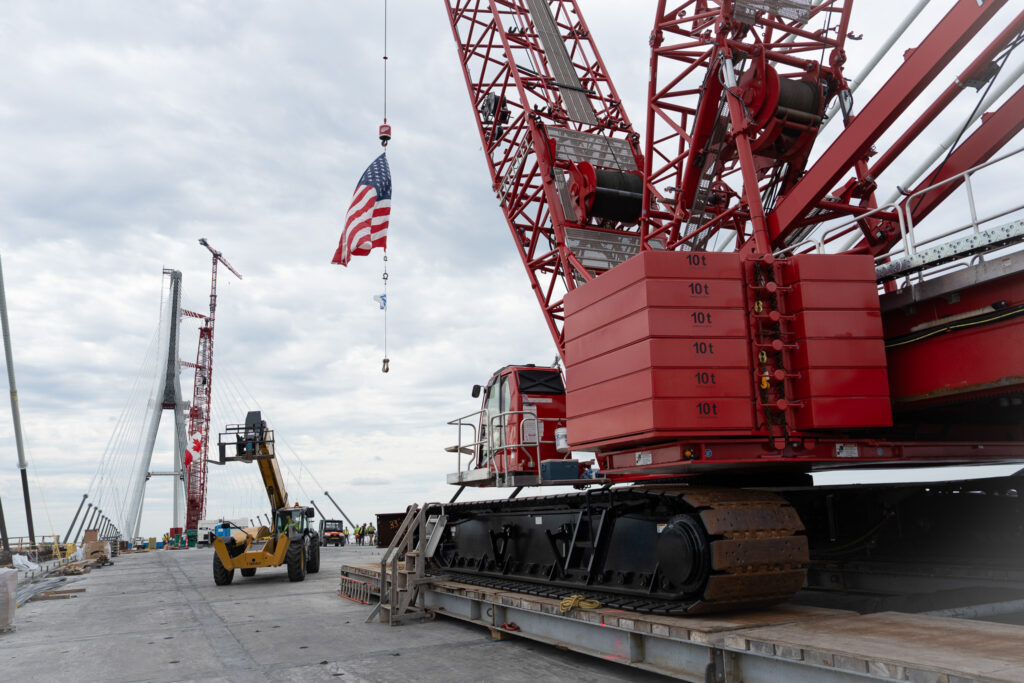 crane at the bridge construction site