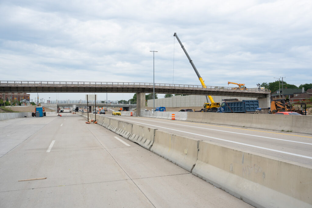 over bridge construction progress