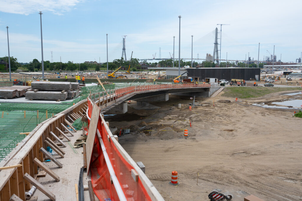 over bridge construction progress