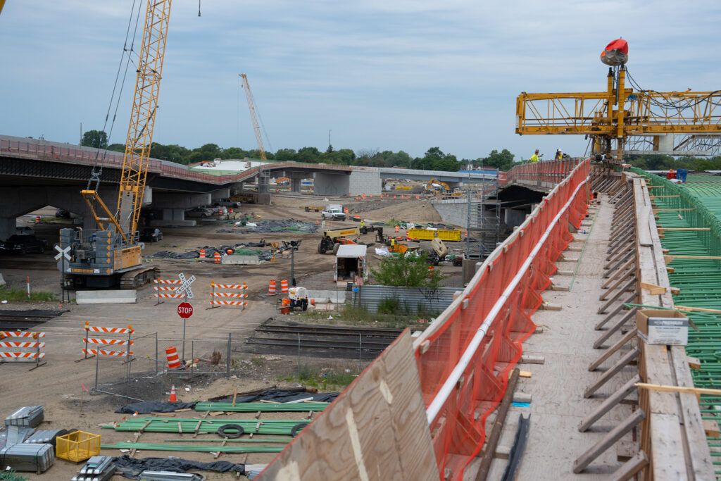 over bridge construction progress