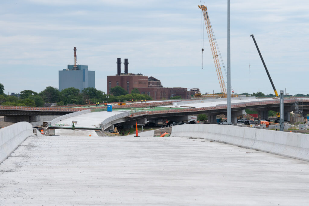 over bridge construction progress