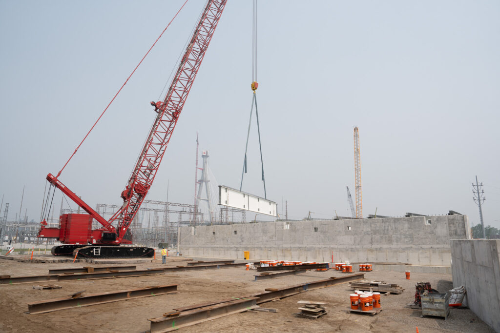 crane at the bridge construction site
