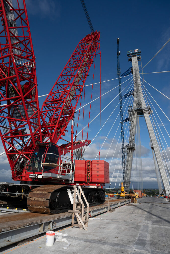 crane at the bridge construction site