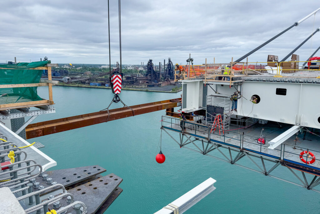 crane at the bridge construction site