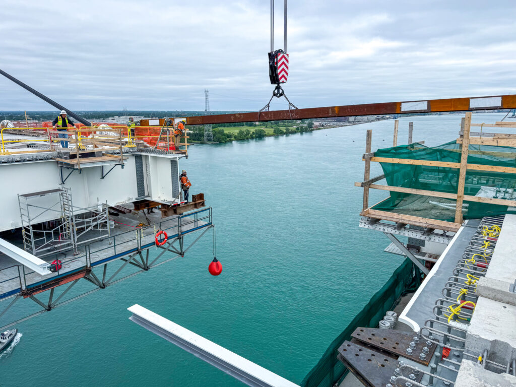 crane at the bridge construction site