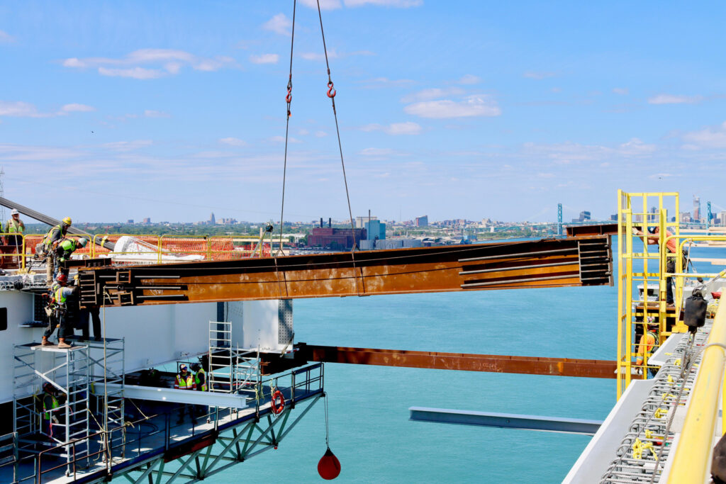 crane at the bridge construction site