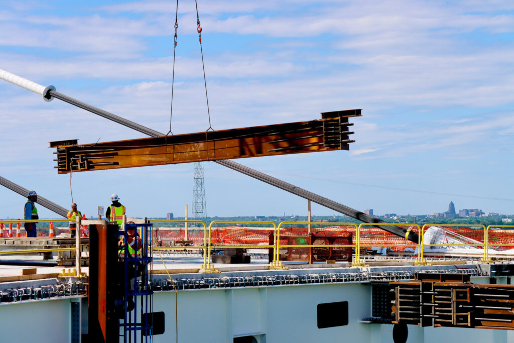 crane at the bridge construction site