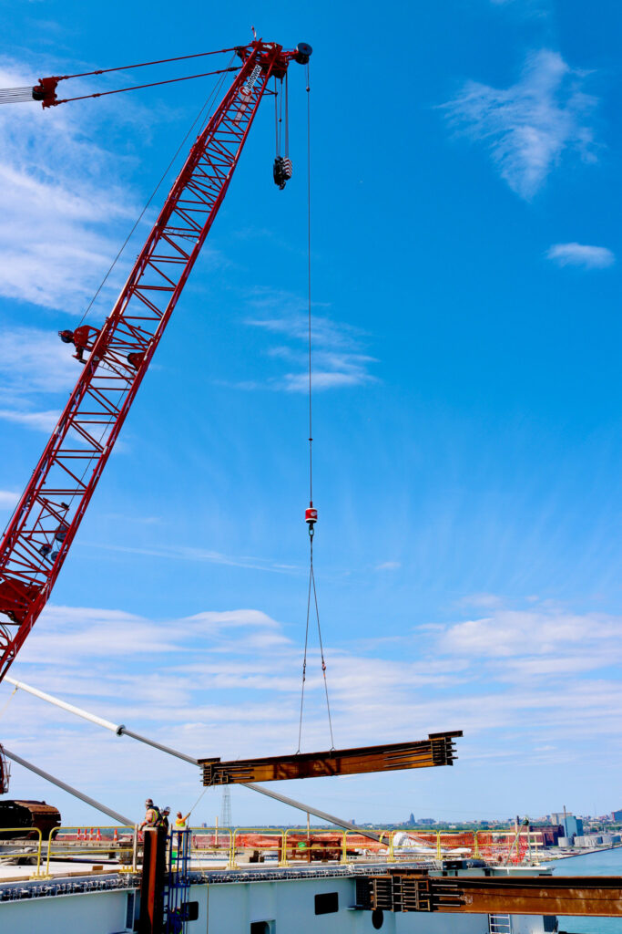 crane at the bridge construction site