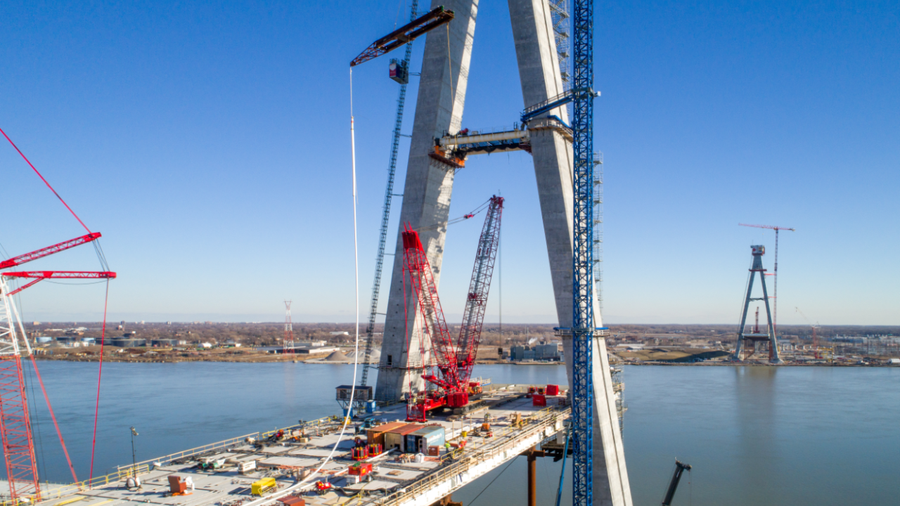 Start of Stay Cable Installation at the US Bridge Site - January 14, 2023