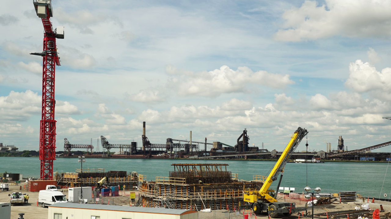 Tower Footing Concrete Pour at Canadian Bridge Site - August 6, 2020