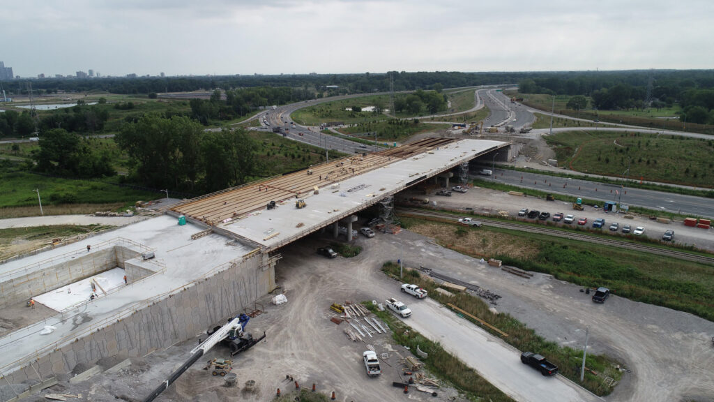 over bridge construction progress