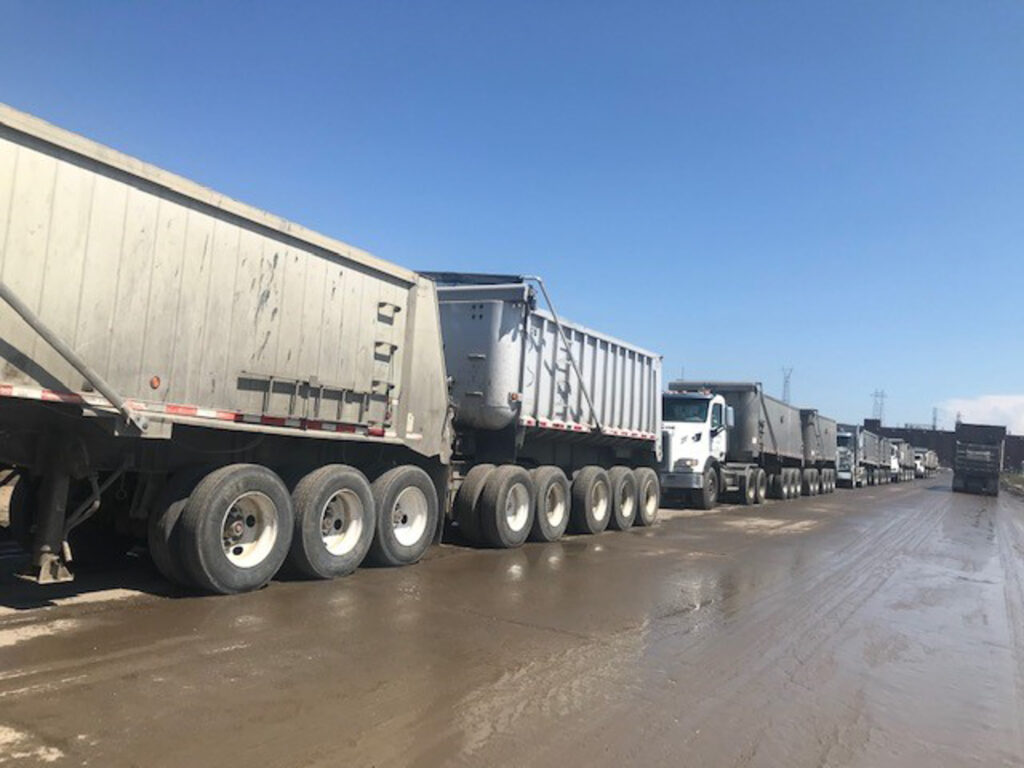 Trucks on construction site