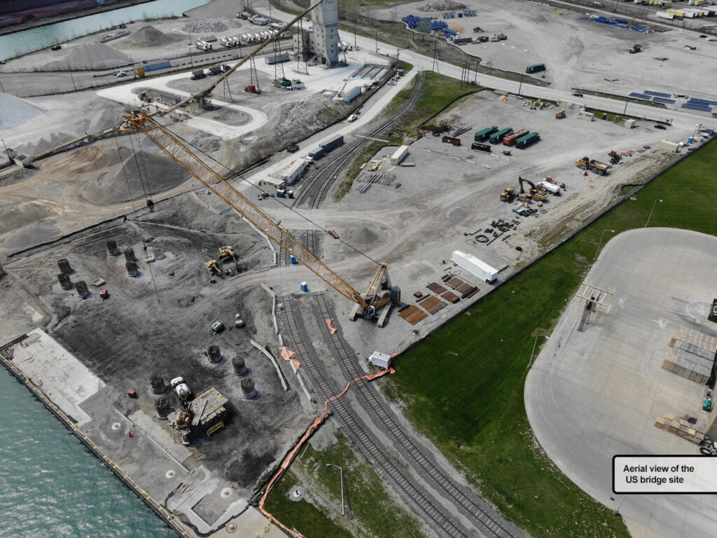 crane at the bridge construction site