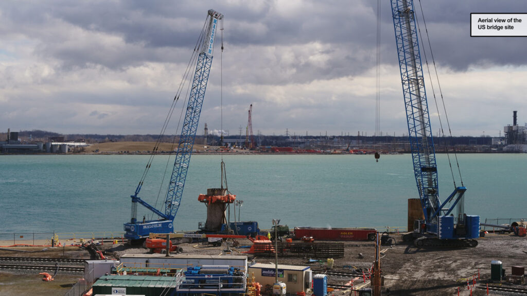 crane at the bridge construction site