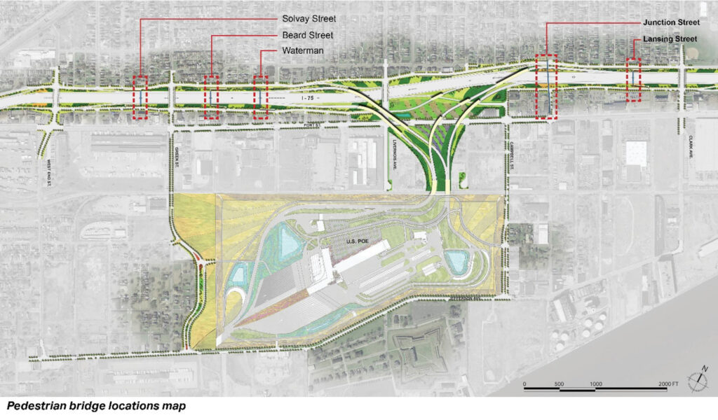 Pedestrian bridge locations map