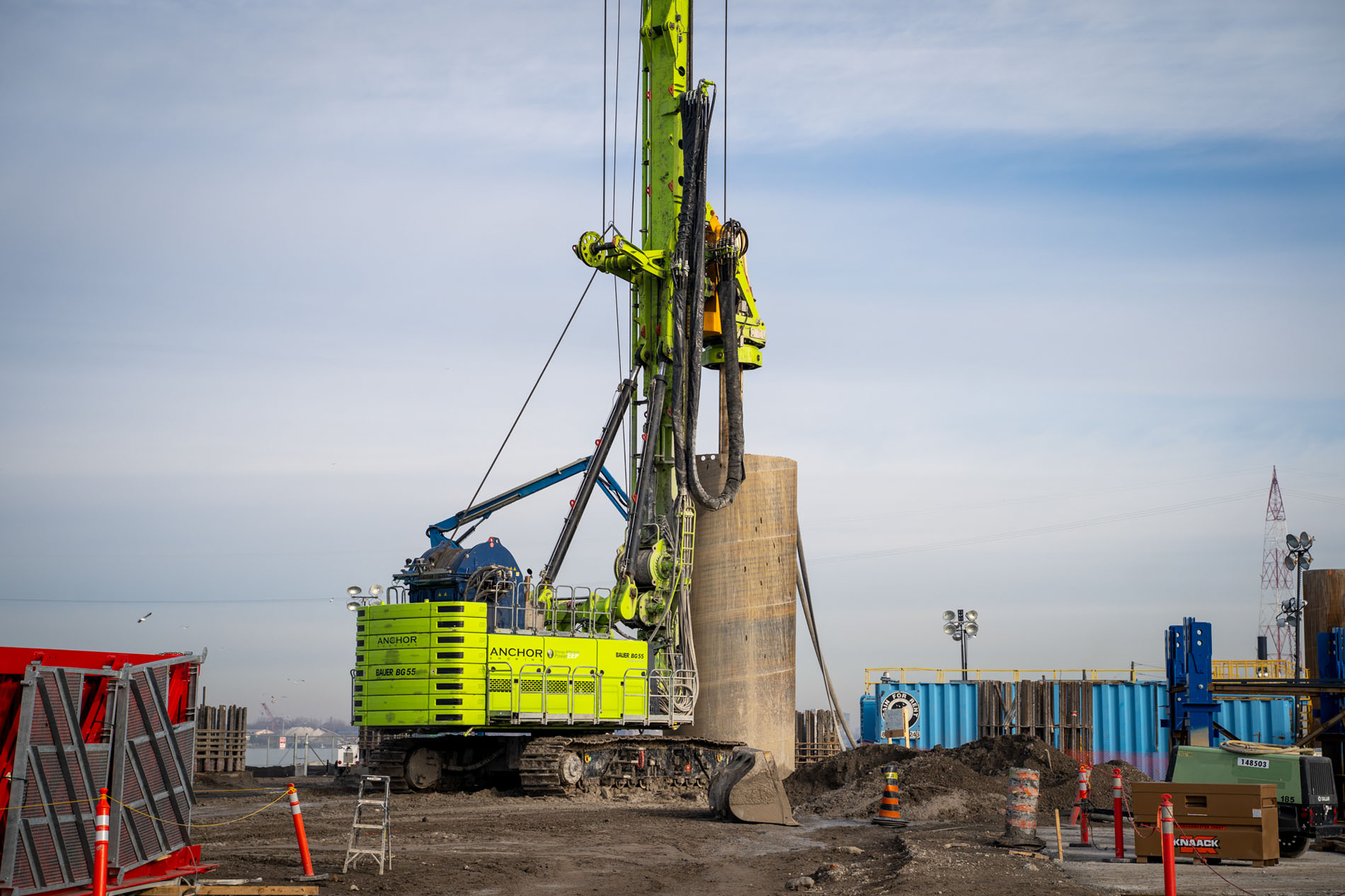 massive construction equipment working