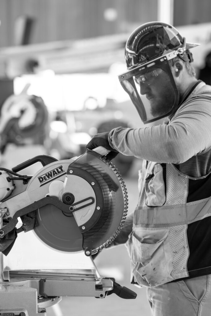 construction worker in black and white