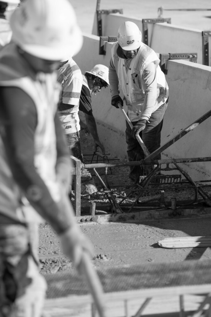 construction worker black and white