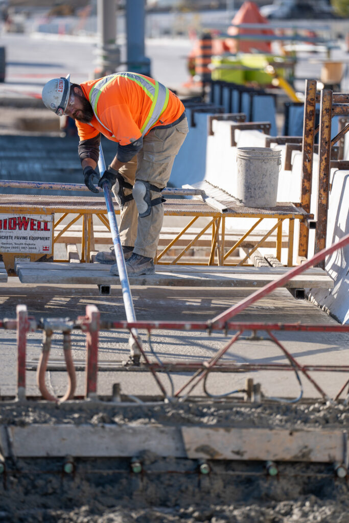 construction worker floating concrete