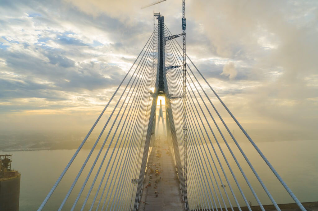 bridge with the sunset