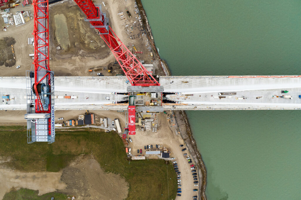 birds eye view looking down to bridge