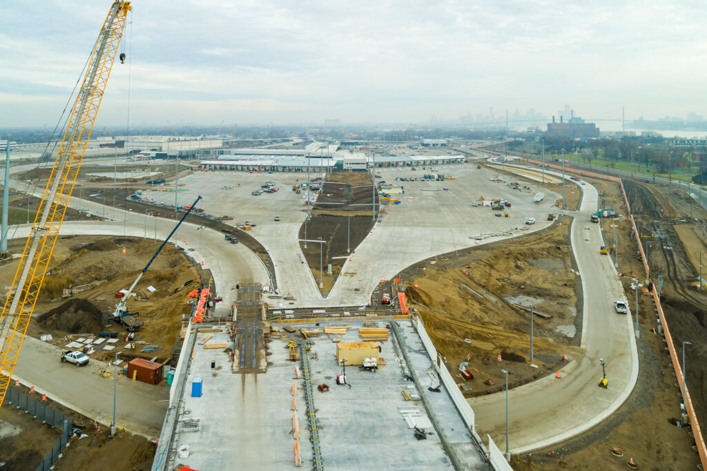 customs leading up to the bridge