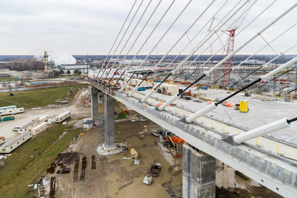 view of construction area on and under the bridge