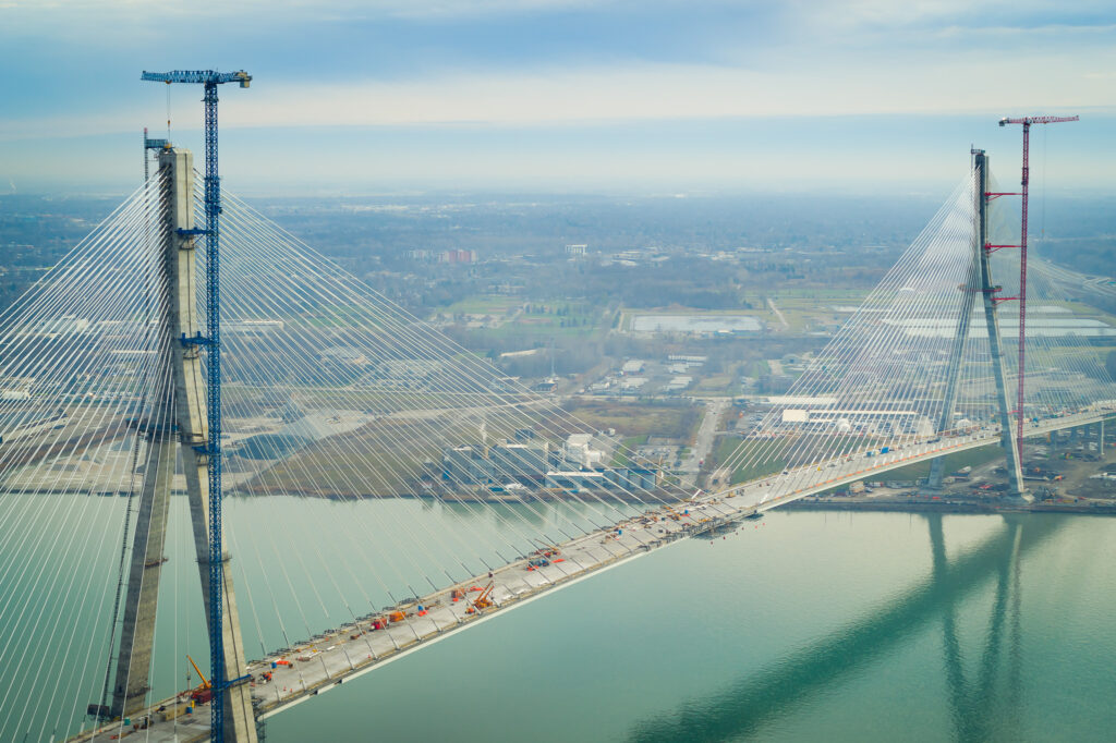 the full bridge with Windsor in background