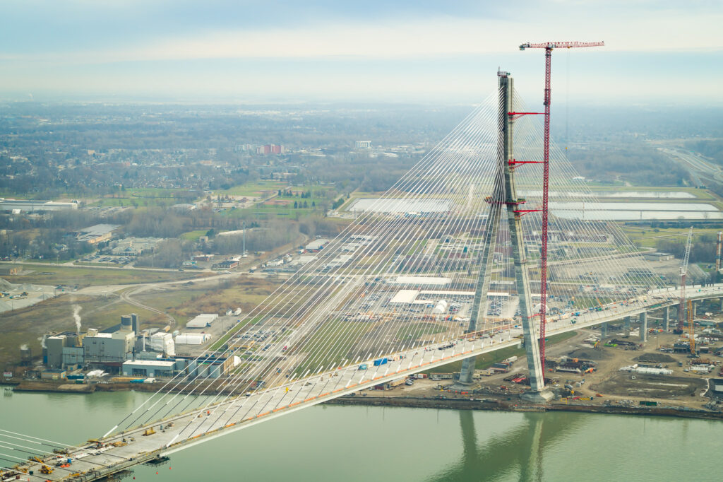 mast with the county in the background