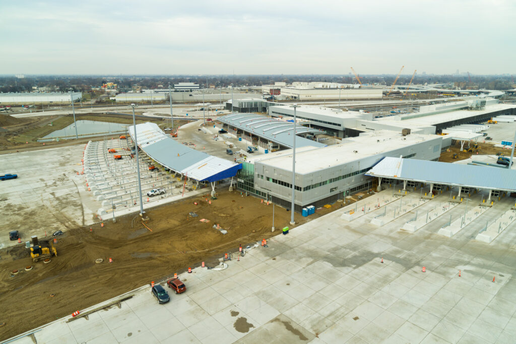 customs compound under construction from the air