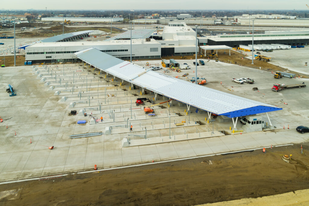 customs/tolls booths from the air