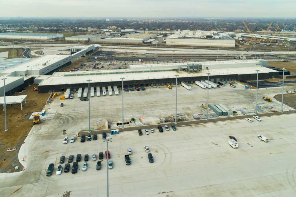 shipping and receiving and parking lot from the air