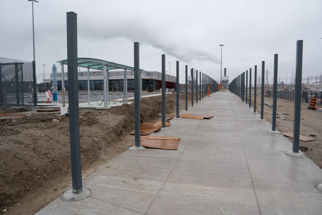 walking path to border control building