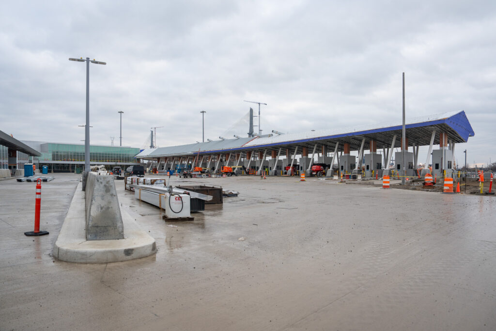 customs booths under construction
