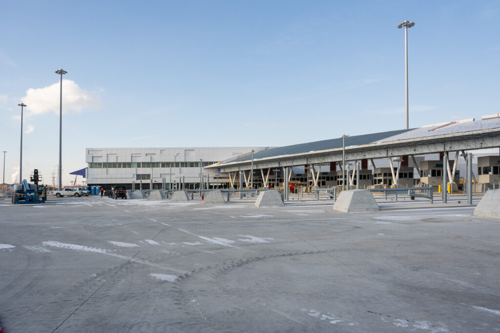 view of customs buildings and booths