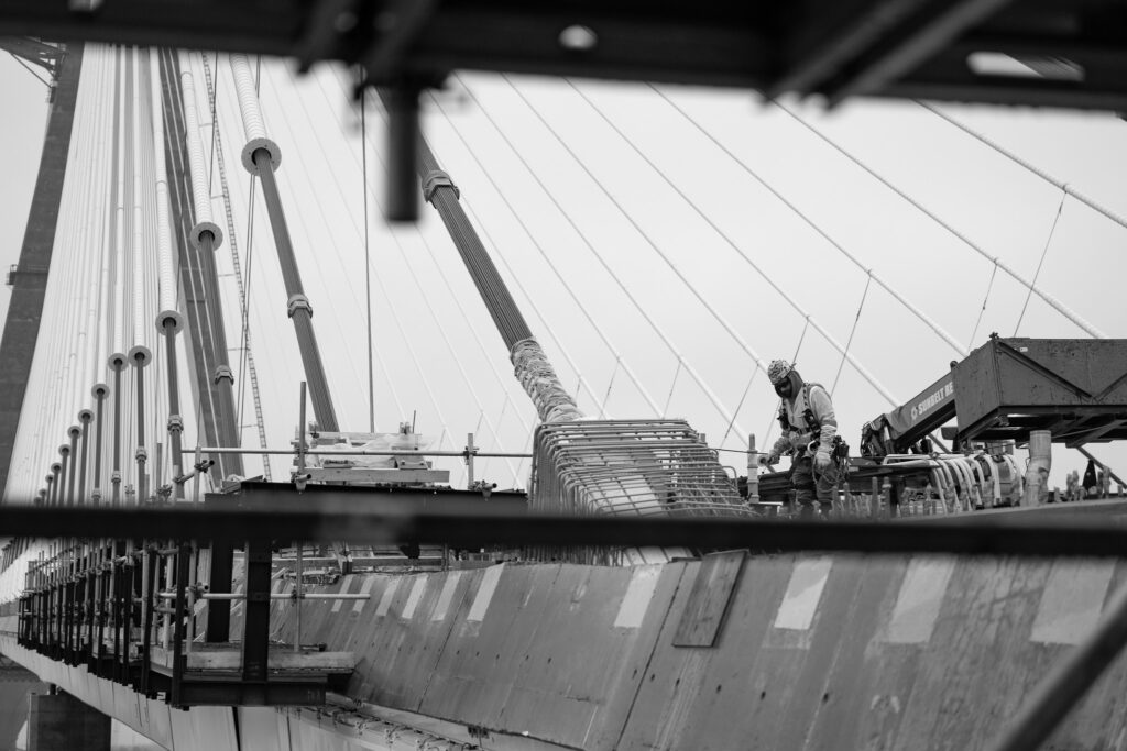 black and white worker