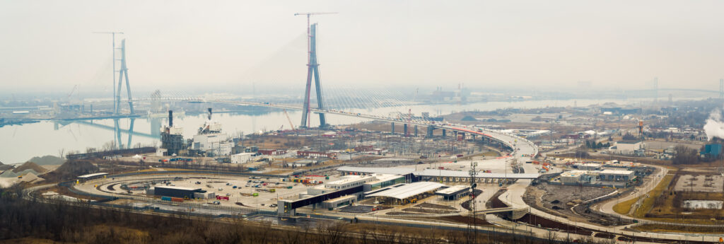 An image of the full construction site from a distance