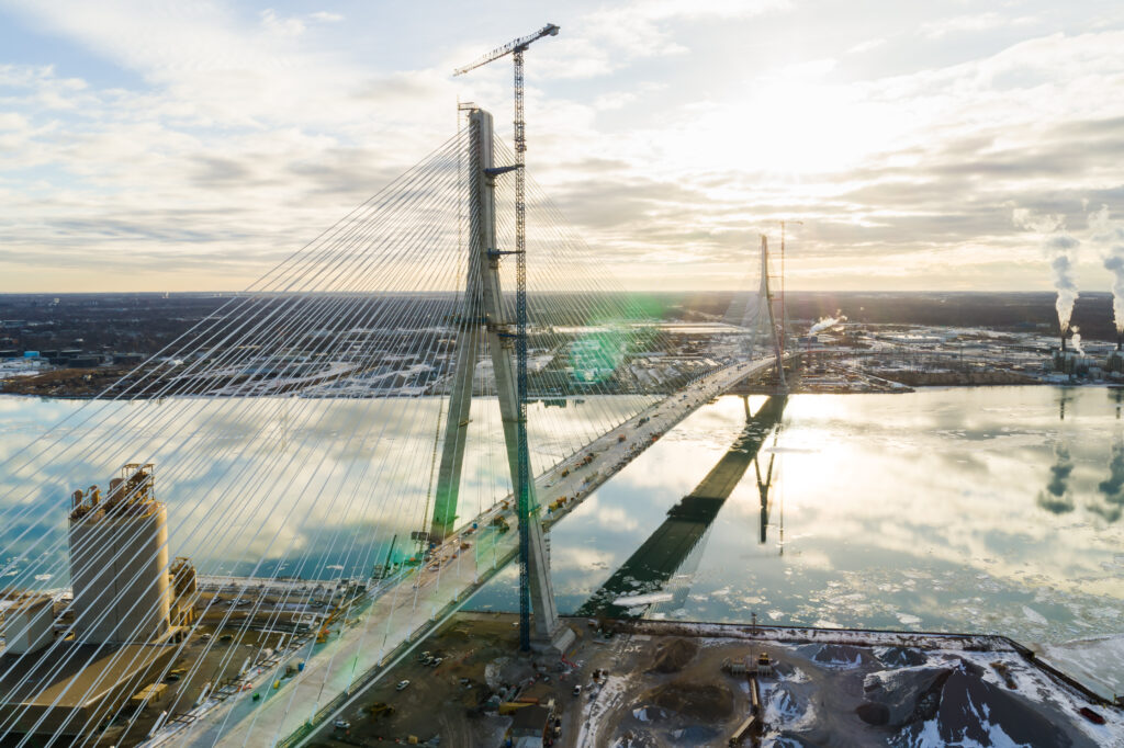 Scenic picture of full bridge arial view