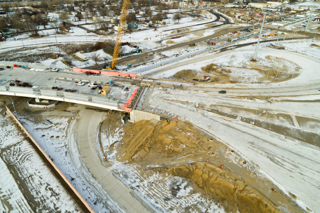 Overhead view of the approach construction