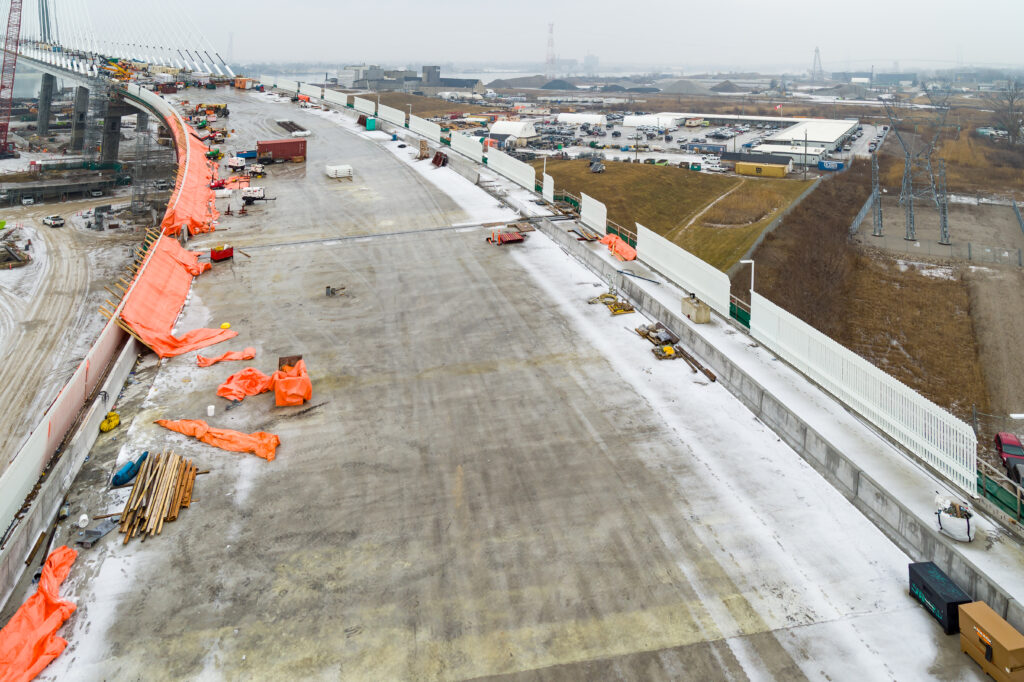 image of the bridge span construction in icy conditions