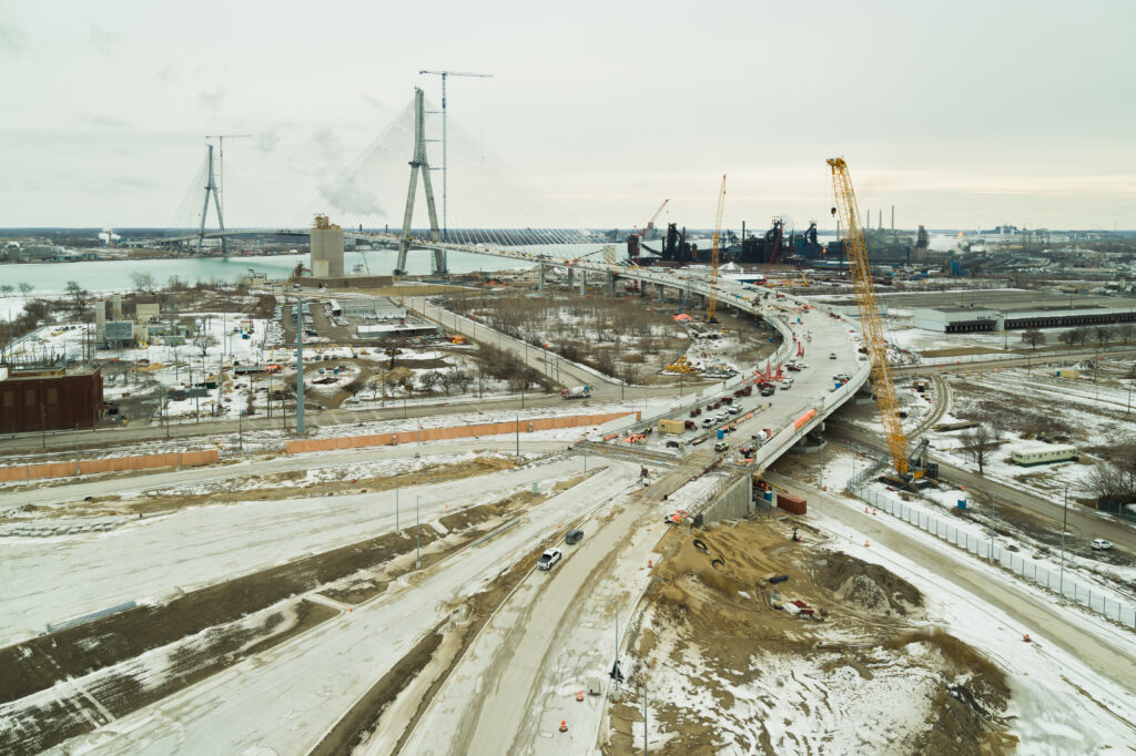 View of approach with icy winter conditions