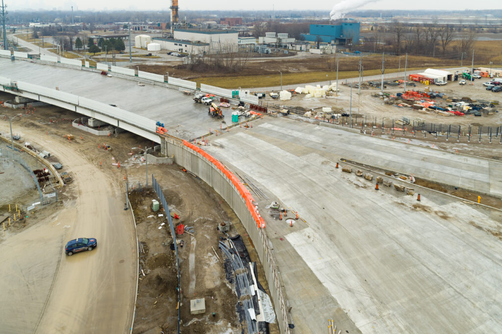 Image of the curved approach under construction