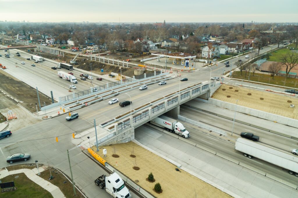 Overhead view of Michigan interchange