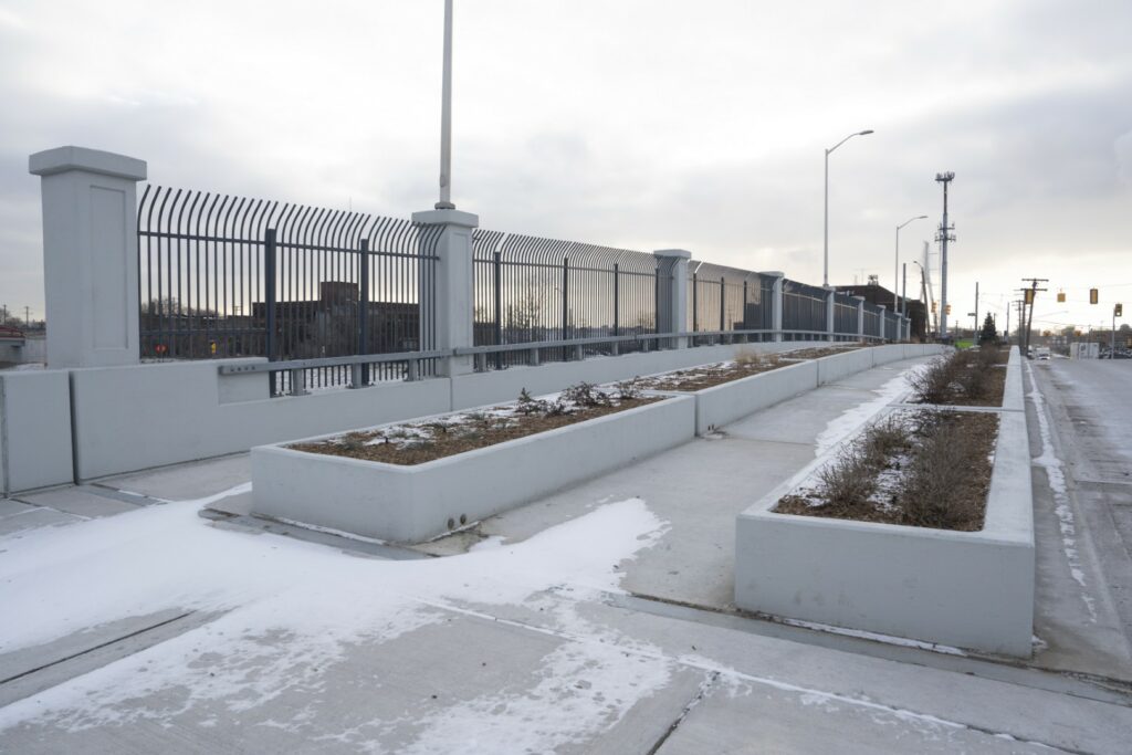 view from sidewalk of Michigan Interchange Progress
