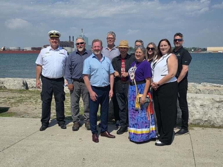 Group photo of representatives from Sandwich Town, Windsor Port Authority and Windsor-Detroit Bridge Authority.