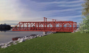 Rendering side view of Queens Dock.